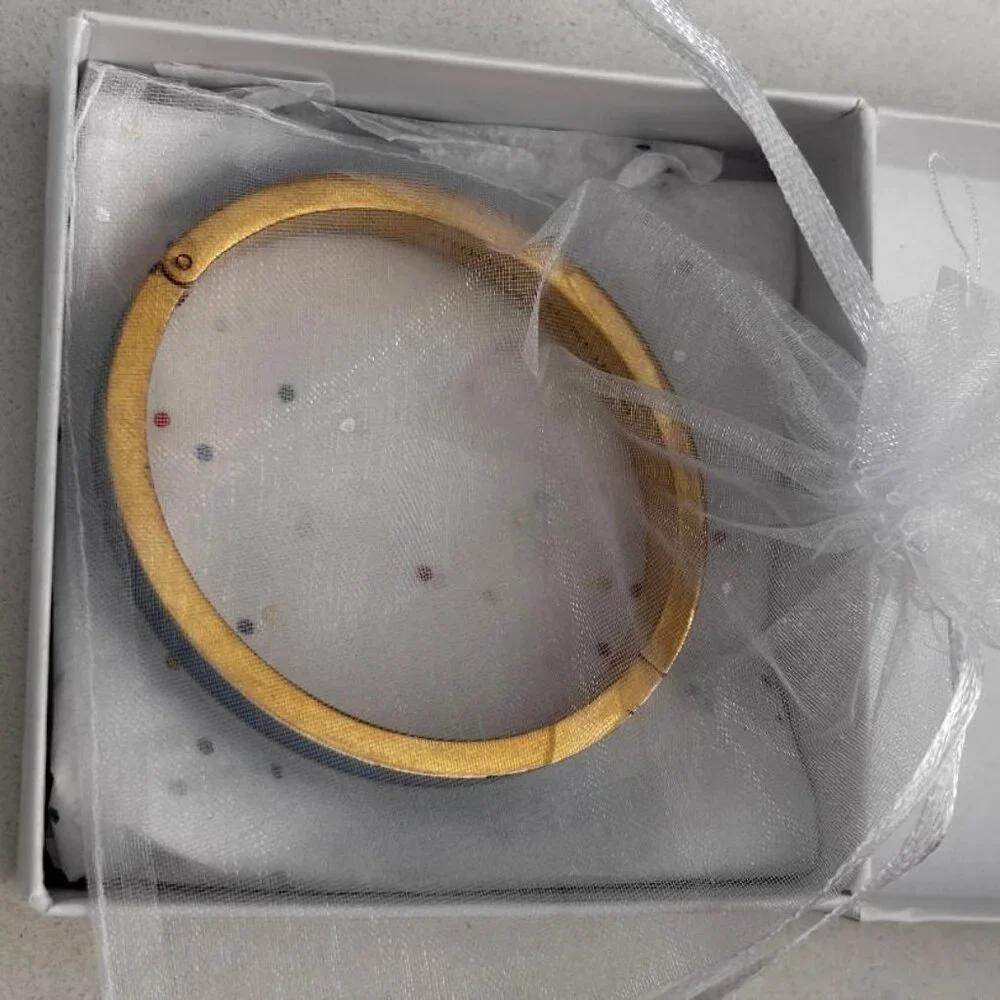 Kate Spade "Head in the Clouds" Gold and Blue Enamel Hinged Bangle Bracelet - Picture 5 of 7